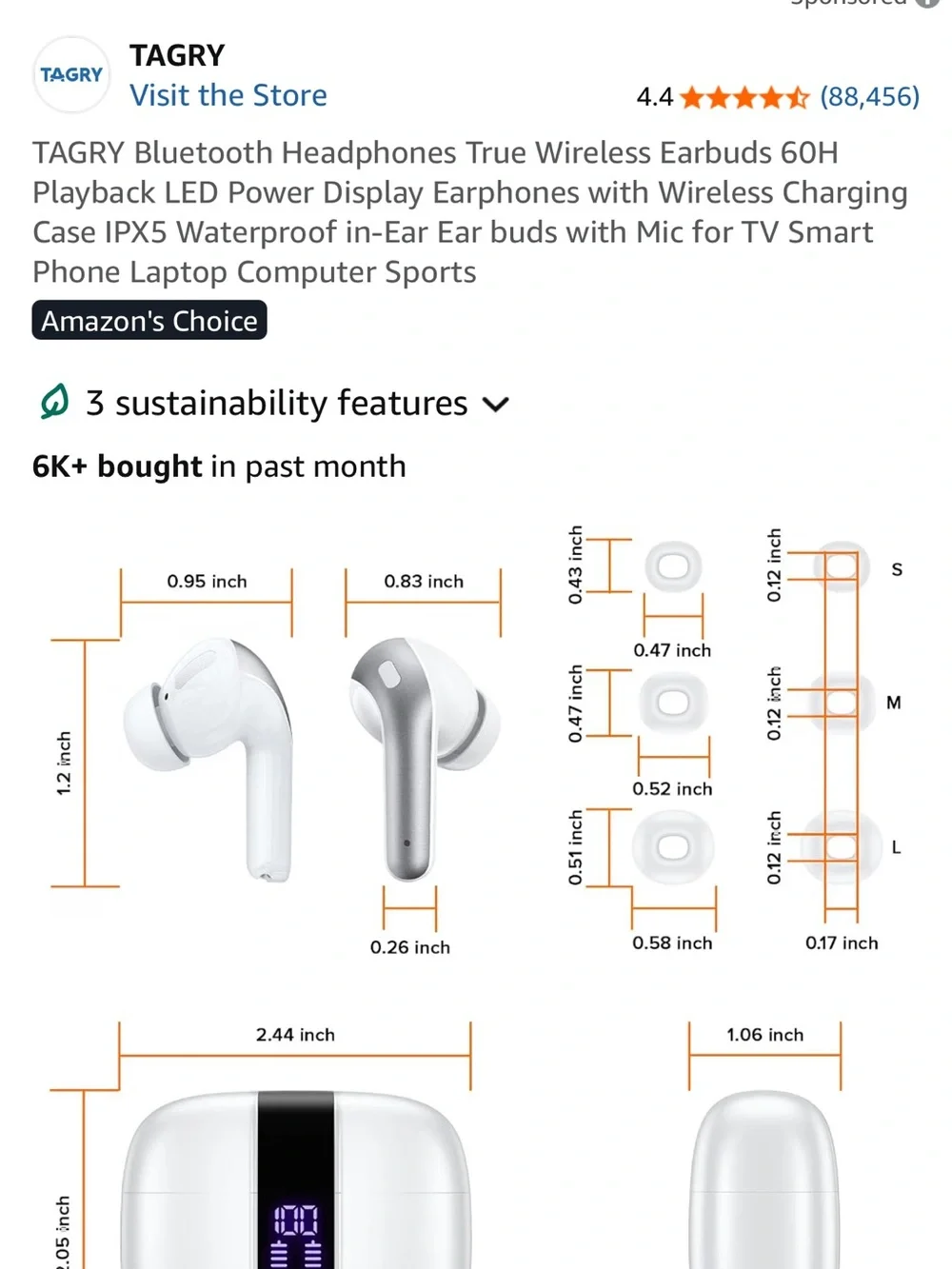 White & Silver True Wireless Bluetooth Earbuds with LED Charging Case